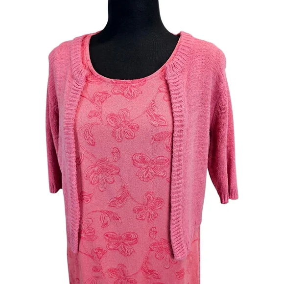 Vintage 90s Soft Girl Maxi Dress + Cardigan 8 Femcore Coquette Phoebe Buffay - Picture 9 of 16